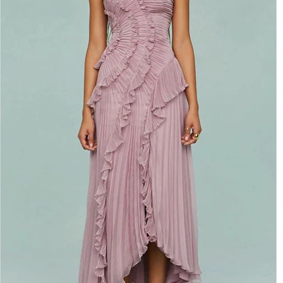 Chic One-Shoulder Pink Ruffle Dress - Picture 3 of 8